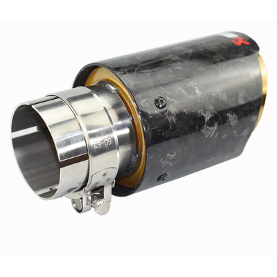 Universal straight edge car forged carbon fiber exhaust tip with stainless steel muffler gold tail pipe for car modification
