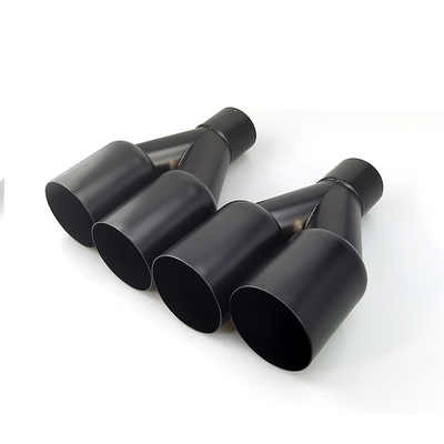Factory Export Single Wall Dual Tip Inlet 2.5&quot; To Outlet 3.5&quot; Diesel Exhaust Tailtip Black Powder Coated Stainless Steel Weld-onTail Pipe