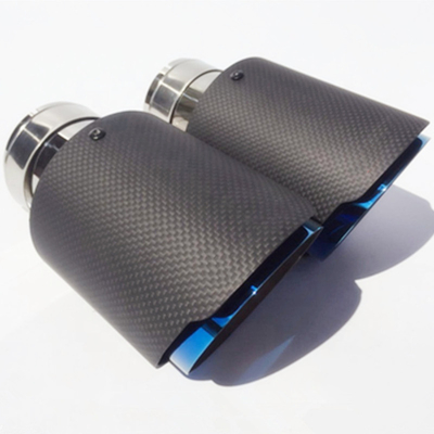 Stainless Steel+ Carbon Fiber Matte Carbon Fiber With Blue Matt Exhaust Tip Muffler Pipe Muffler Tip Exhaust Tip