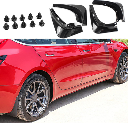 4PCS Plastic For Tesla Model 3 Mud Flaps Front Rear Splash Guards Fender Kit No Need To Drilling